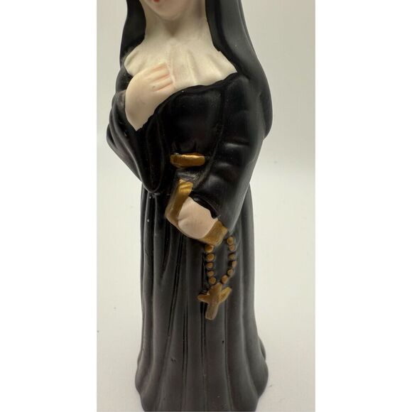 Nun With Prayer Book and Rosary Ceramic Figurine Religious 7” - Picture 7 of 8